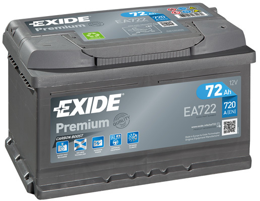 Autobaterie EXIDE Premium 72Ah, 720A, 12V, EA722 (EA722)